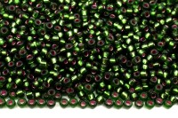 Бисер японский MIYUKI круглый 11/0 #1661 зеленый/розовое серебро, полуматовый, окрашенный изнутри, 10 грамм