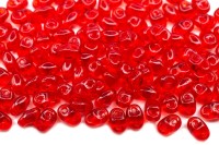 Бусины MiniDuo 2х4мм, отверстие 0,7мм, цвет 90080 красный прозрачный, 707-061, 5г (около 115шт)