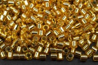 Бисер японский MIYUKI Delica цилиндр 8/0 DBL-0042 золото, серебряная линия внутри, 5 грамм