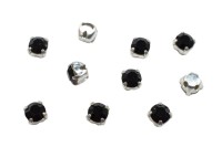 Шатоны Preciosa Maxima 3,2мм в оправе, цвет jet DF/silver, 63-258, 10шт