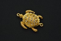 Замок магнитный Черепаха со стразами 38х26мм, отверстие 2мм, цвет золото, сплав металлов, 10-011, 1шт