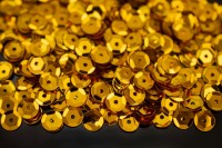 Пайетки круглые 6мм чашечка, цвет золото, 1022-001, 20г