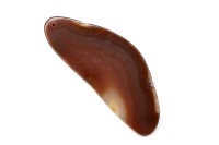 Срез Агата природного, оттенок коричневый, 84х32х5мм, отверстие 2мм, 37-379, 1шт