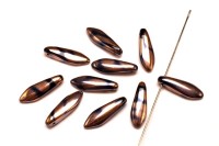 Бусины Dagger beads 16х5мм, отверстие 0,8мм, цвет 23980/2710V Jet Capri Gold Stripes, 736-105, 10шт