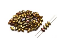 Бусины GemDuo 8х5мм, отверстие 0,8мм, цвет 00030/01610 золотой ирис матовый, 709-090, 10г (около 64шт)