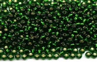 Бисер чешский PRECIOSA круглый 10/0 57060 зеленый, серебряная линия внутри, 5 грамм