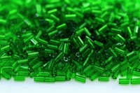 Бисер японский TOHO Bugle стеклярус 3мм #0007В зеленая трава, прозрачный, 5 грамм