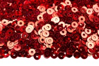 Пайетки круглые 3мм плоские, цвет 50103 красный/голографик, пластик, 1022-189, 10 грамм