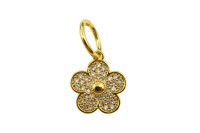 Подвеска Цветок 15х13х3мм, отверстие 10х1мм, латунь/цирконий, золото, 18k позолота, 22-674, 1шт