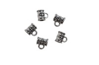 Держатель для кулонов 8х7х5мм, отверстие 2,5 и 2мм, цвет античное серебро, сплав металлов, 03-098, 5шт