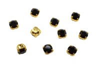 Шатоны Preciosa Maxima 3,2мм в оправе, цвет jet DF/gold, 63-257, 10шт