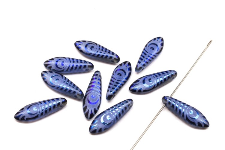 Бусины Dagger beads 16х5мм, отверстие 0,8мм, цвет 31010/22203E синий павлин, 736-013, 10шт Бусины Dagger beads 16х5мм, отверстие 0,8мм, цвет 31010/22203E синий павлин, 736-013, 10шт