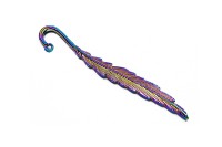 Закладка для книги Перо 80х11х3мм, отверстие 2мм, цвет бензиновый, сплав металлов, 05-005, 1шт