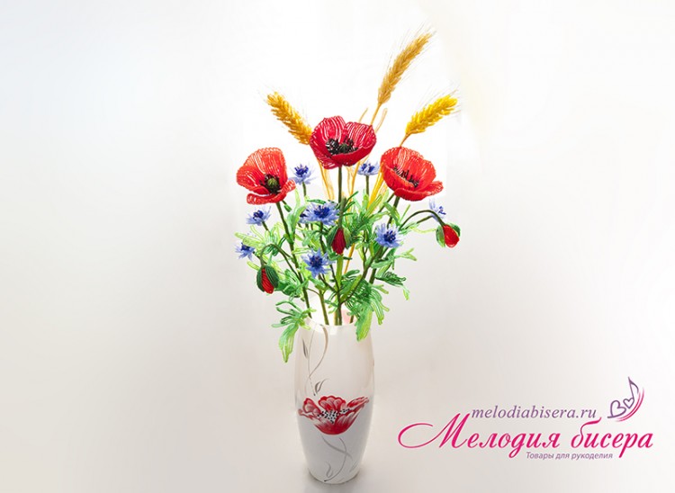 Купить Полевые цветы из бисера, набор для рукоделия, 60-016, 1 шт