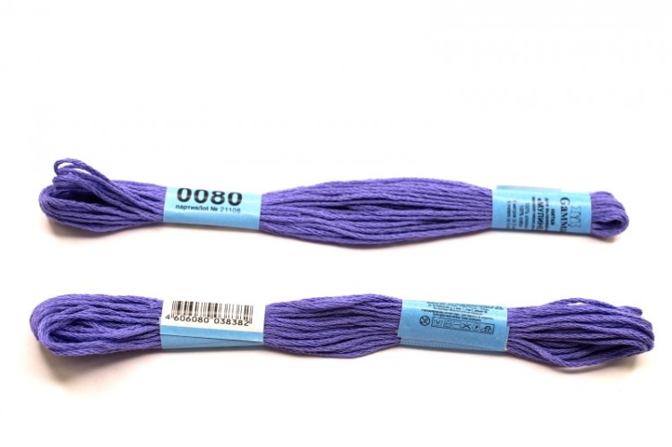 Мулине Gamma, цвет 0080 сине-фиолетовый, хлопок, 8м, 1шт Мулине Gamma, цвет 0080 сине-фиолетовый, хлопок, 8м, 1шт