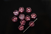 Бусина Цветочек 11х11х5мм, цвет розовый, прозрачная, стеклянная, 735-047, 10шт