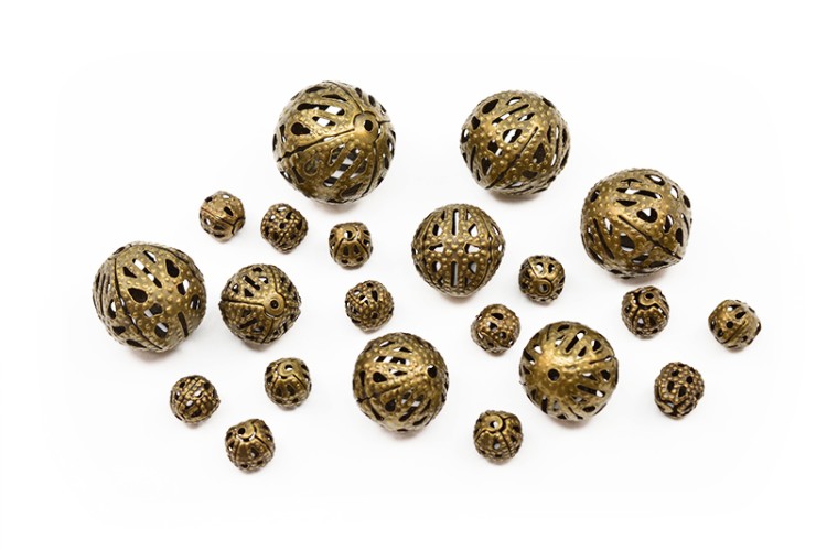 Бусина металлическая ажурная, диаметр 6-16мм, отверстие 1мм, цвет античная бронза, 504-006, 10г (около 17шт) Бусина металлическая ажурная, диаметр 6-16мм, отверстие 1мм, цвет античная бронза, 504-006, 10г (около 17шт)