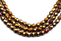 Бусины граненые Firepolish 6мм, отверстие 1мм, цвет K0162 золото/медь ирис матовый металлик, 715-023, 1 нить (около 25шт)