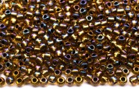 Бисер японский TOHO круглый 11/0 #0276 топаз/золото радужный, окрашенный изнутри, 10 грамм
