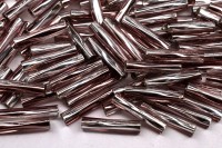 Бисер японский Miyuki Twisted Bugle 2,7х12мм #3933 прозрачный/аметист, серебряная линия внутри, 10 грамм
