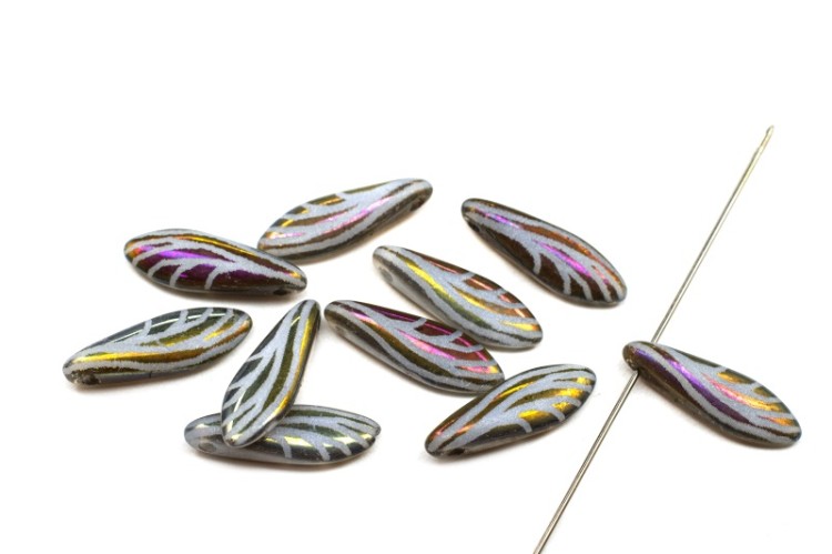 Бусины Dagger beads 16х5мм, отверстие 0,8мм, цвет 02010/29503DW крыло стрекозы, 736-012, 10шт Бусины Dagger beads 16х5мм, отверстие 0,8мм, цвет 02010/29503DW крыло стрекозы, 736-012, 10шт