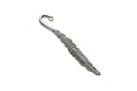 Закладка для книги Перо 79х11х3мм, отверстие 3мм, цвет античное серебро, сплав металлов, 05-004, 1шт