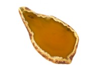 Срез Агата природного, оттенок желтый, 74х40х5мм, отверстие 2мм, 37-352, 1шт