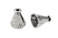 Концевик Конус 18х15мм, внутренний диаметр 11мм, отверстие 2мм, цвет античное серебро, сплав металлов, 01-369, 2шт