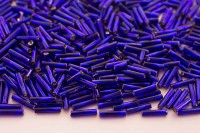 Бисер чешский PRECIOSA стеклярус 37080 9мм синий, серебряная линия внутри, 50г