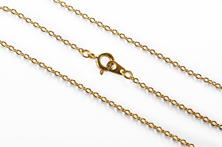 Цепочка с карабином длина 45см, звено овальное 2х1,5мм, цвет золото, латунь, 27-027, 1шт Цепочка с карабином длина 45см, звено овальное 2х1,5мм, цвет золото, латунь, 27-027, 1шт