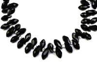 Бусина стеклянная граненая Капля 12х6мм, цвет черный, непрозрачная, гальваническое покрытие, 503-064, 5шт