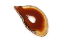 Срез Агата природного, оттенок коричневый, 71х38х5мм, отверстие 2мм, 37-380, 1шт