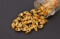 Бисер японский MIYUKI Long Magatama #4203 желтое золото, Duracoat Galvanized, 10 грамм