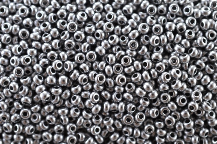 Купить Бисер чешский PRECIOSA круглый 10/0 01700 серебристый металлик, 1 сорт, 50г