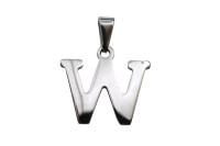 Подвеска-буква W 20х22х1,8мм, отверстие 3х7мм, цвет стальной, хирургическая сталь, 22-510, 1шт