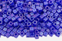 Бисер японский Miyuki Cube кубический 1,8мм #0151FR кобальт, матовый радужный прозрачный, 10 грамм