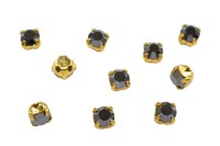 Шатоны Preciosa Maxima 3,2мм в оправе, цвет jet DF Hematite/gold, 63-259, 10шт