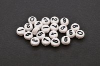 Бусины Цифры 7х4мм, отверстие 1,2мм, цвет белый/черный, 540-093, 10г (около 63шт)