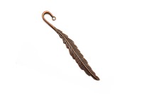 Закладка для книги Перо 115х14х3мм, отверстие 3мм, цвет античная медь, сплав металлов, 05-006, 1шт