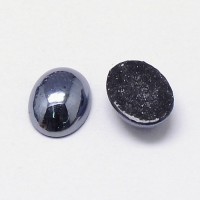 Кабошон стеклянный овальный 8х6мм, цвет черный, непрозрачный, 2000-010, 2шт