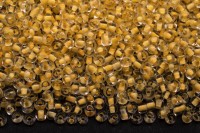 Бисер китайский круглый размер 12/0, цвет 0131 прозрачный, желтая линия внутри, 450г