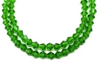 Бусина стеклянная биконус 6х6мм, цвет зеленый, прозрачная, 534-002, 10шт