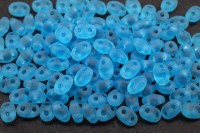 Бусины MiniDuo 2х4мм, отверстие 0,7мм, цвет 60020/84110 аквамарин прозрачный матовый, 707-057, 5г (около 115шт)