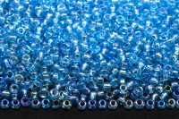 Бисер чешский PRECIOSA круглый 10/0 61010С голубой прозрачный с радужным покрытием, 20 грамм
