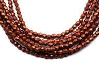 Бусины граненые Firepolish 4мм, отверстие 1мм, цвет K0175 античная медь, матовый металлик, 714-057, 1 нить (около 50шт)