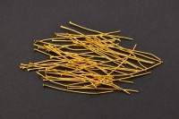 Штифты для бижутерии гвоздики 45х0,8мм, цвет золото, железо, 30-003, 10г (около 55шт)
