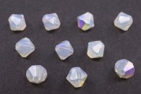 Бусины биконусы хрустальные 5мм, цвет WHITE OPAL AB, 750-021, 10шт