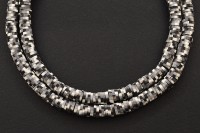 Бусины каучуковые плоские круглые 6х1мм, отверстие 1,8мм, цвет серый/черный/белый, 524-009, 1 нить (около 40 см, около 310шт)