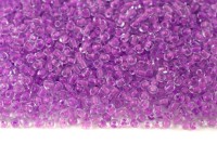 Бисер китайский круглый размер 12/0, цвет 0131В прозрачный сиреневая линия внутри, 85г