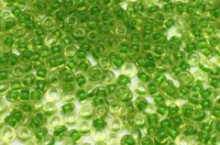 Бисер китайский круглый размер 12/0, цвет 0301 прозрачный, зеленая линия внутри, 450г